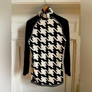 Vintage Mr.Dino Houndstooth Supergraphic Zip-Back Turtleneck